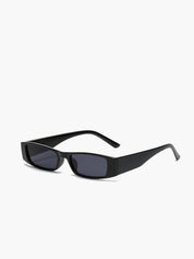 Slim rectangular sunglasses black plastic front view