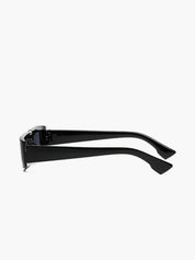 Black sunglasses side view showing temple details