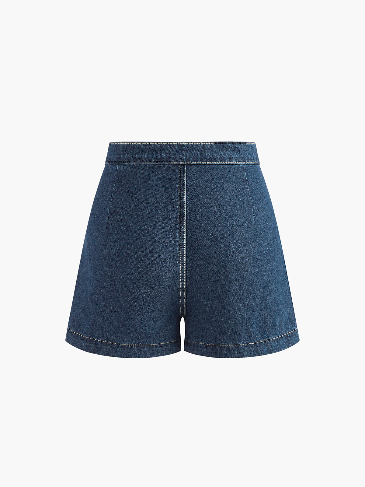 Denim shorts with front pocket and contrast stitching front view