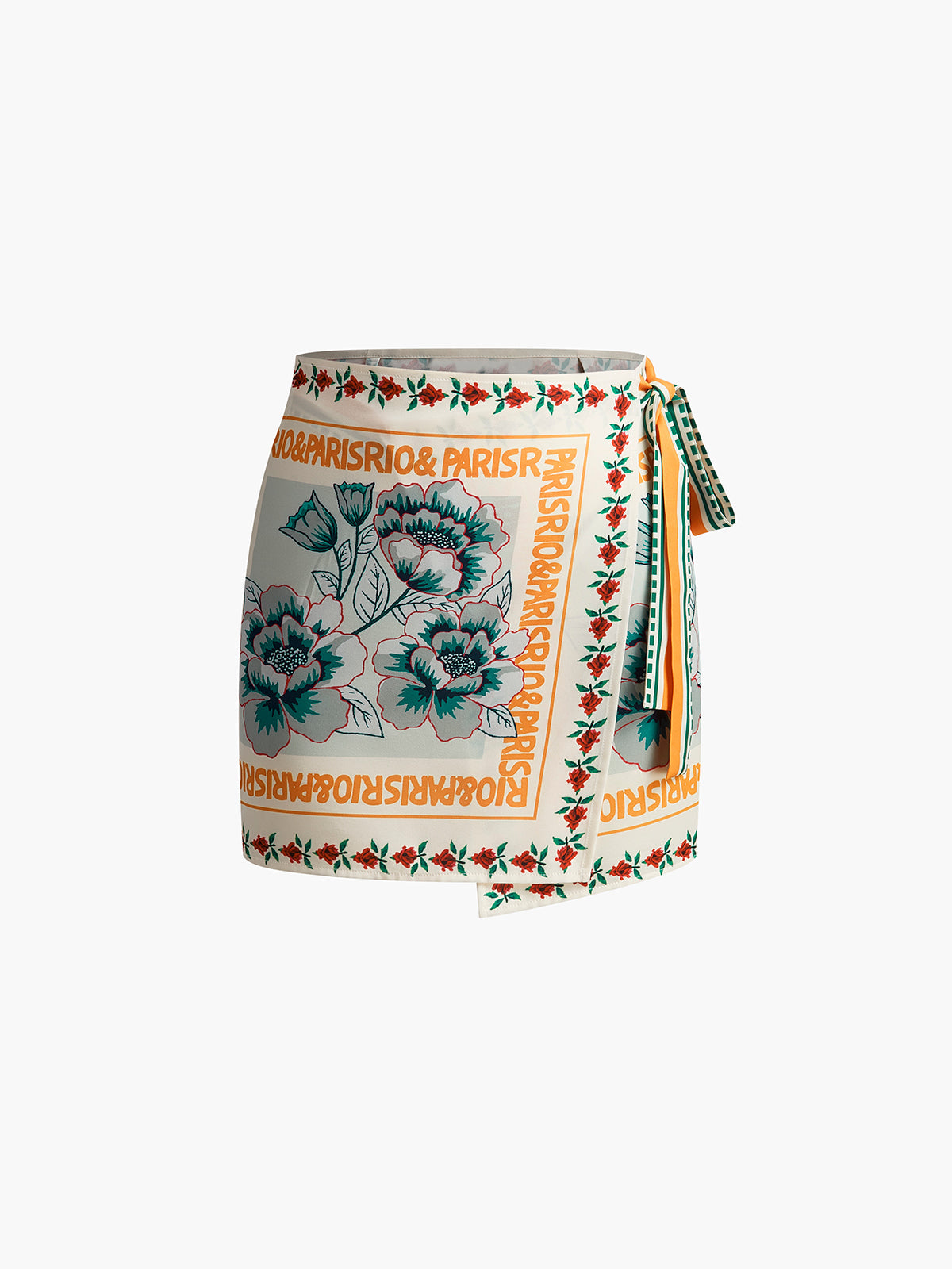 Minnie | Bloemenprint met sjaalrand wikkelrok strandvakantie