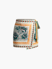 Minnie | Bloemenprint met sjaalrand wikkelrok strandvakantie