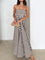 Maxi dress brown and white striped front view