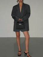Klassieke blazer donkergrijs oversized front view