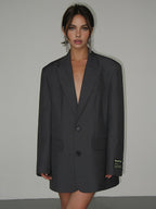 Damesblazer donkergrijs oversized front view