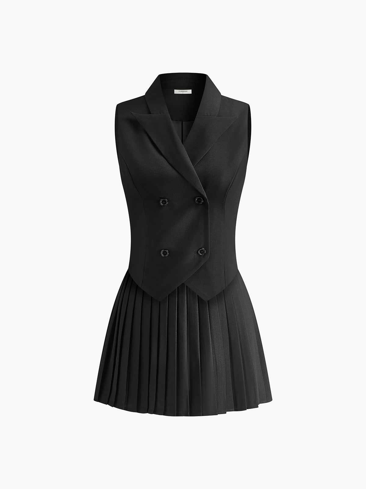 Black sleeveless blazer front view
