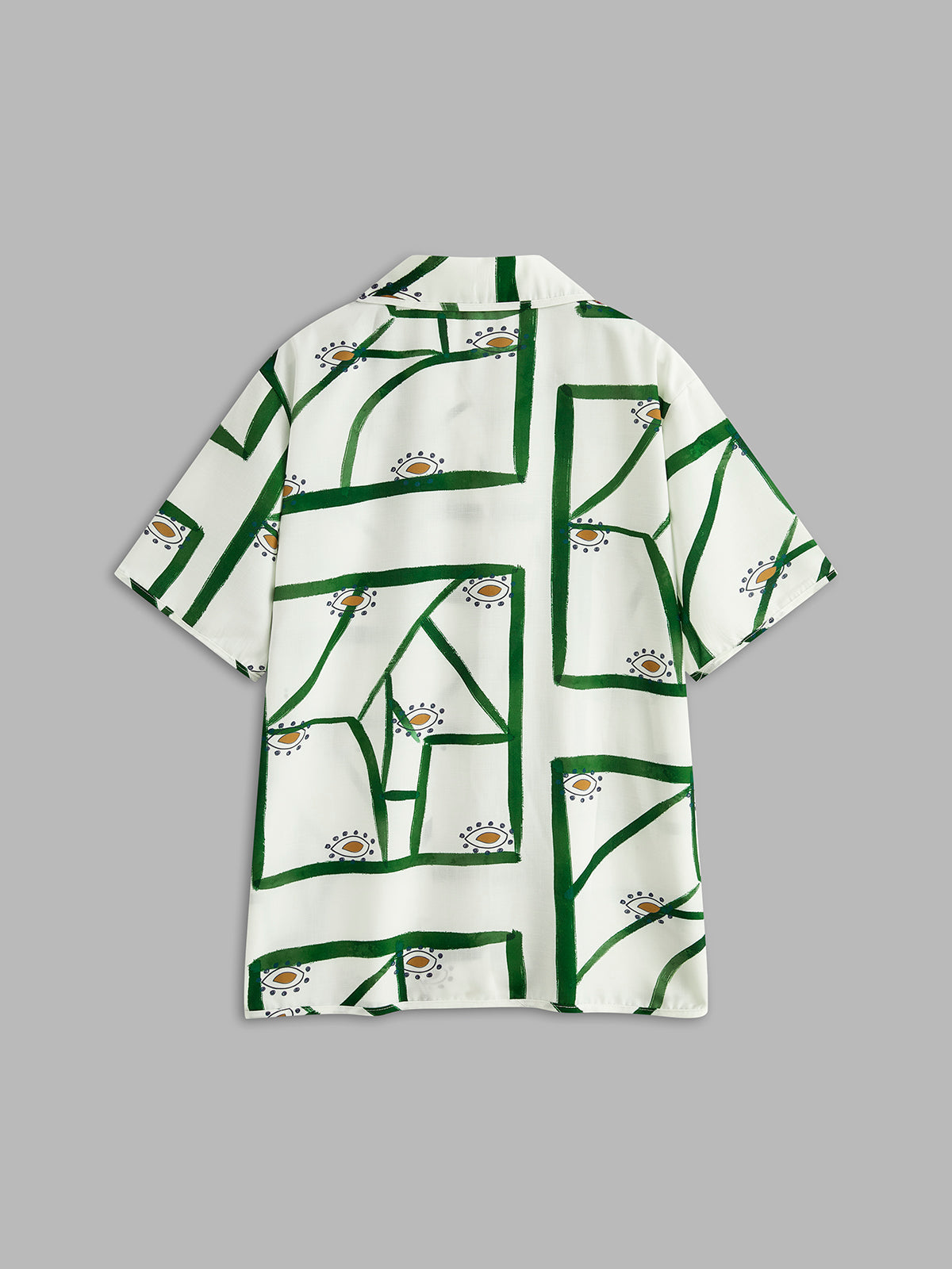 Loungewear shirt white with green pattern back view