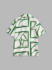 Loungewear shirt white with green pattern back view
