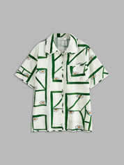 Loungewear shirt white with green pattern front view