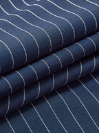 Navy pinstripe fabric detail close-up