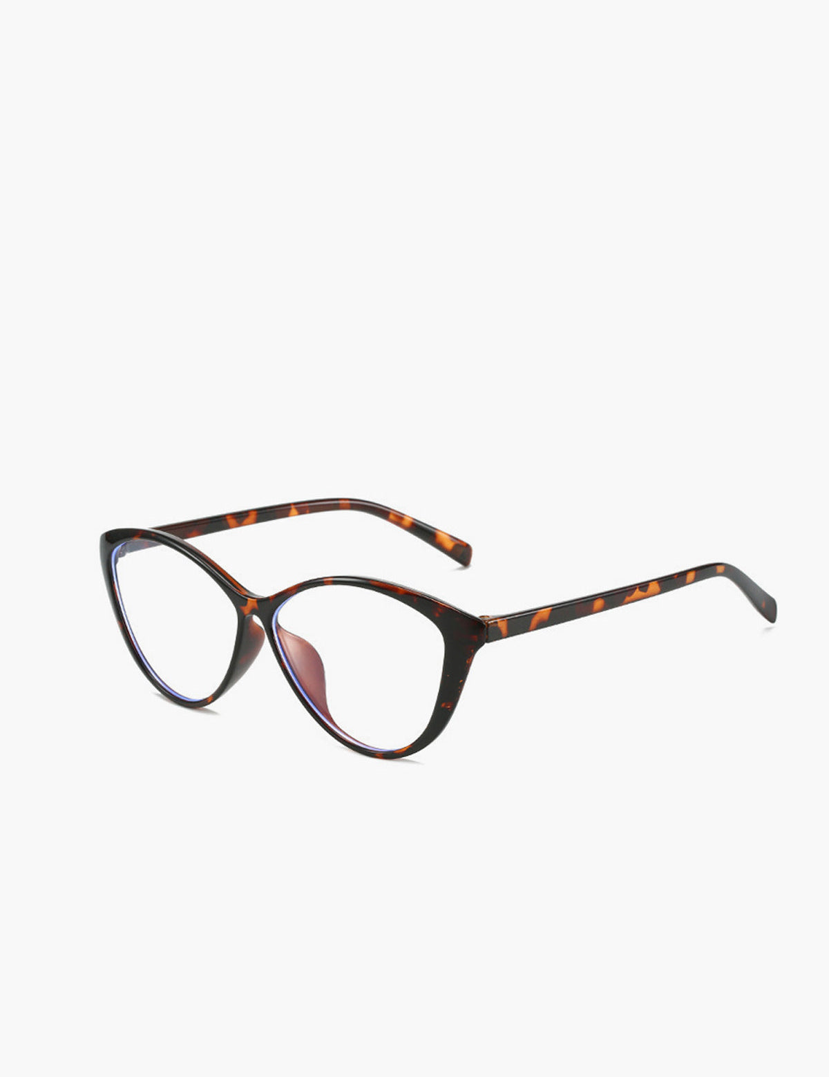 Tortoiseshell glasses with cat-eye shape, front view