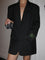 Dames blazer zwart met groene print detail shot