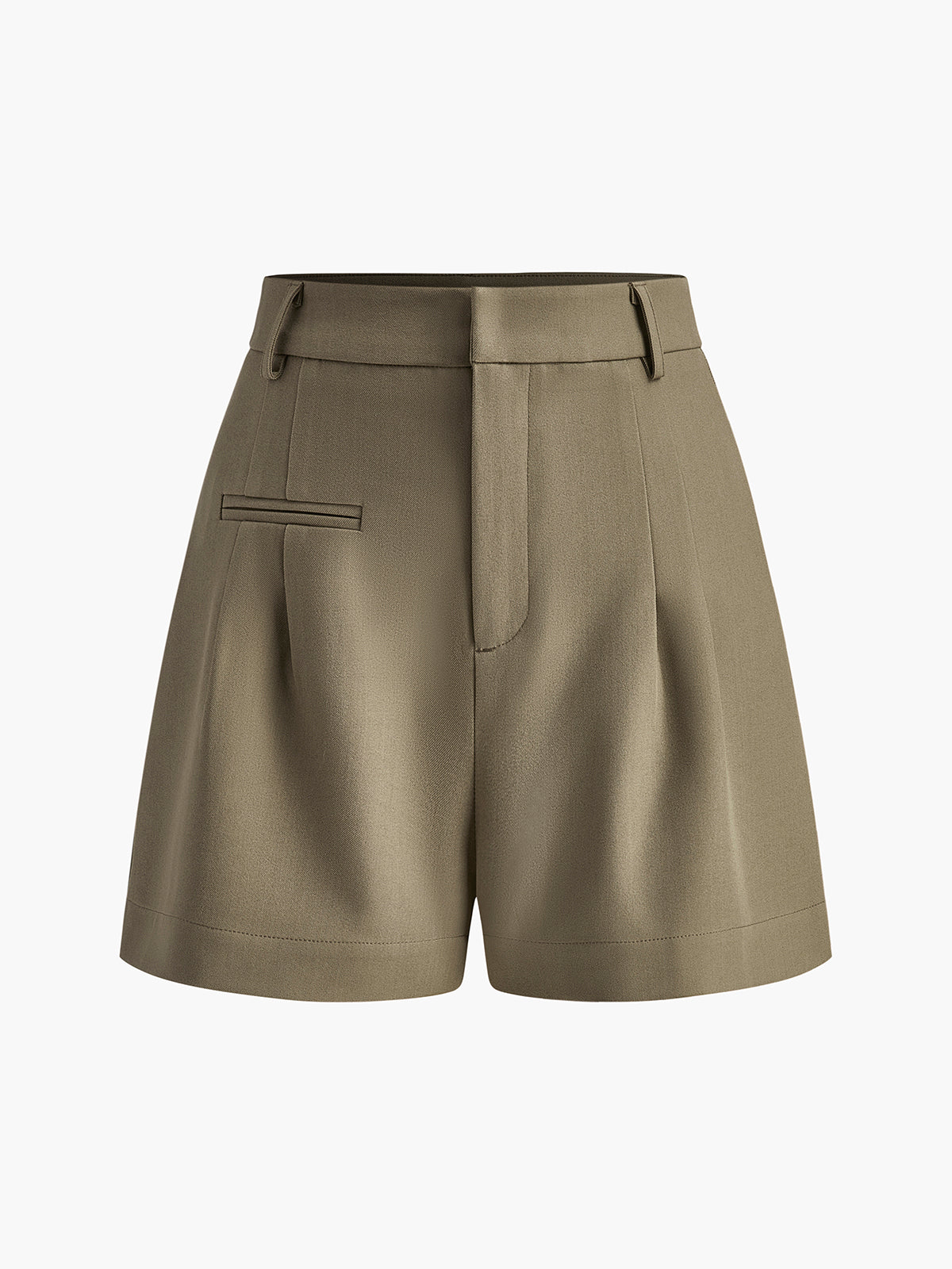Korte broek met hoge taille taupe regular fit front view