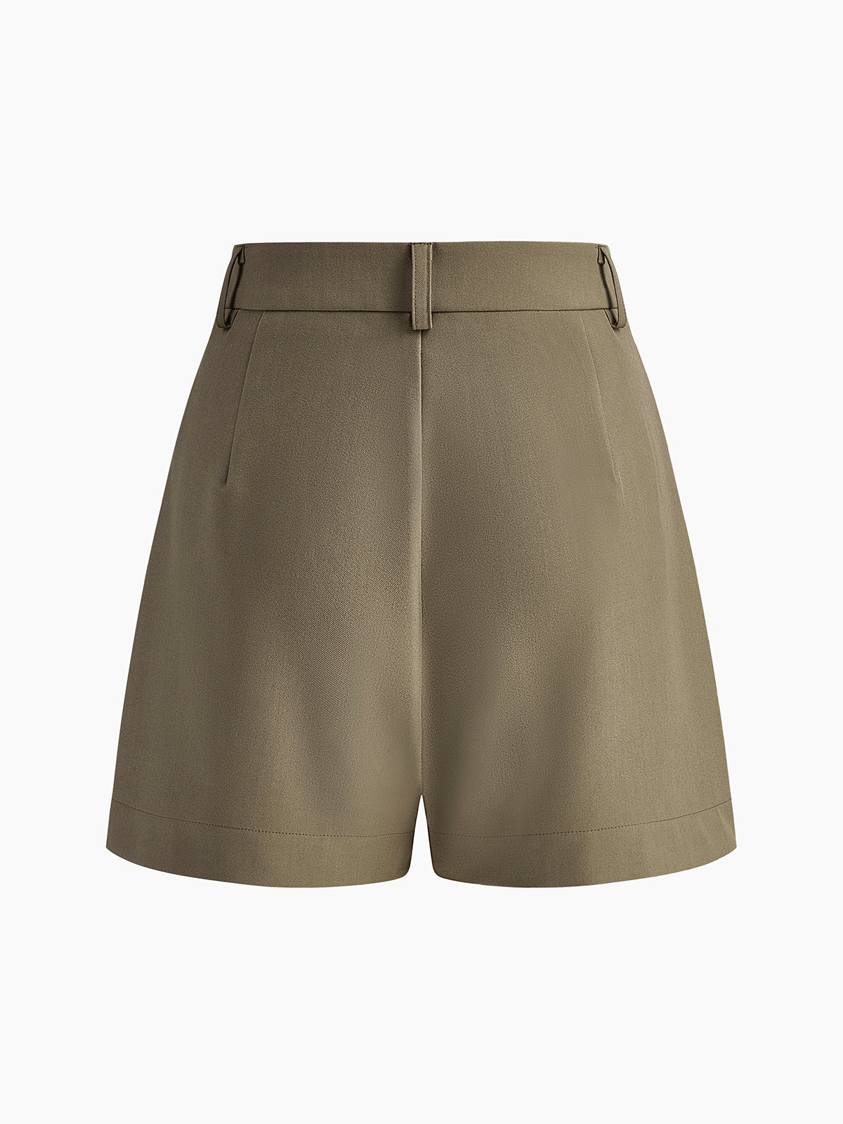 Korte broek met hoge taille beige front view