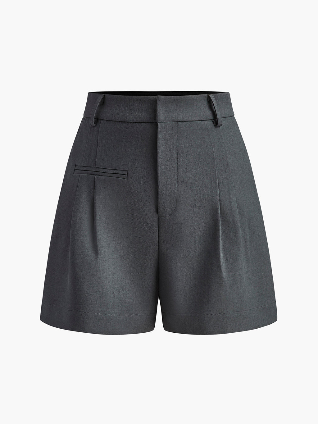 Korte broek donkergrijs met hoge taille en plooien front view
