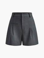 Korte broek donkergrijs met hoge taille en plooien front view