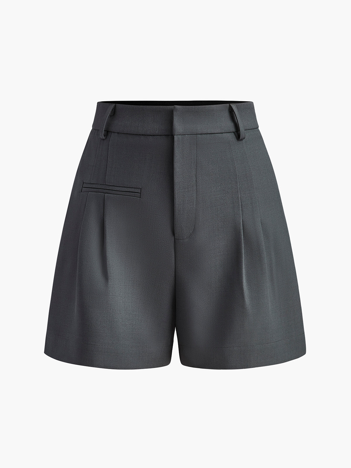 Korte broek donkergrijs met hoge taille en plooien front view