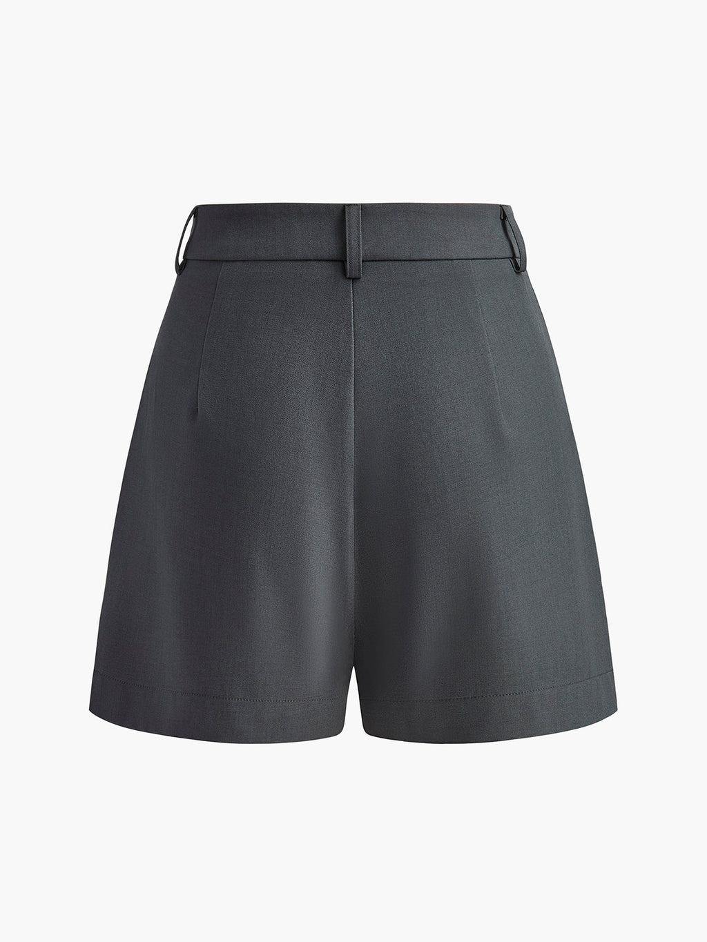 Korte broek donkergrijs met hoge taille en plooien vooraanzicht