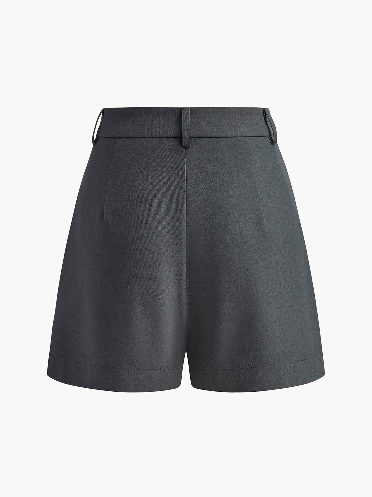 Korte broek donkergrijs met hoge taille en plooien vooraanzicht
