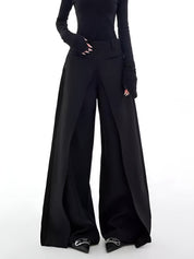 Black wide-leg pants with split detail side view