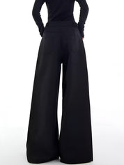 Black wide-leg pants with split detail back view