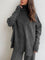 Gray knit sweater and pants set side profile view