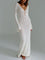 White crochet dress with bell sleeves front view