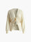 Cream cardigan with gold button front view