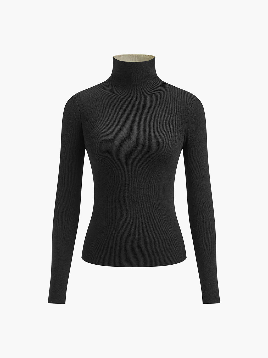 Knitted turtleneck sweater black front view