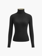 Knitted turtleneck sweater black front view