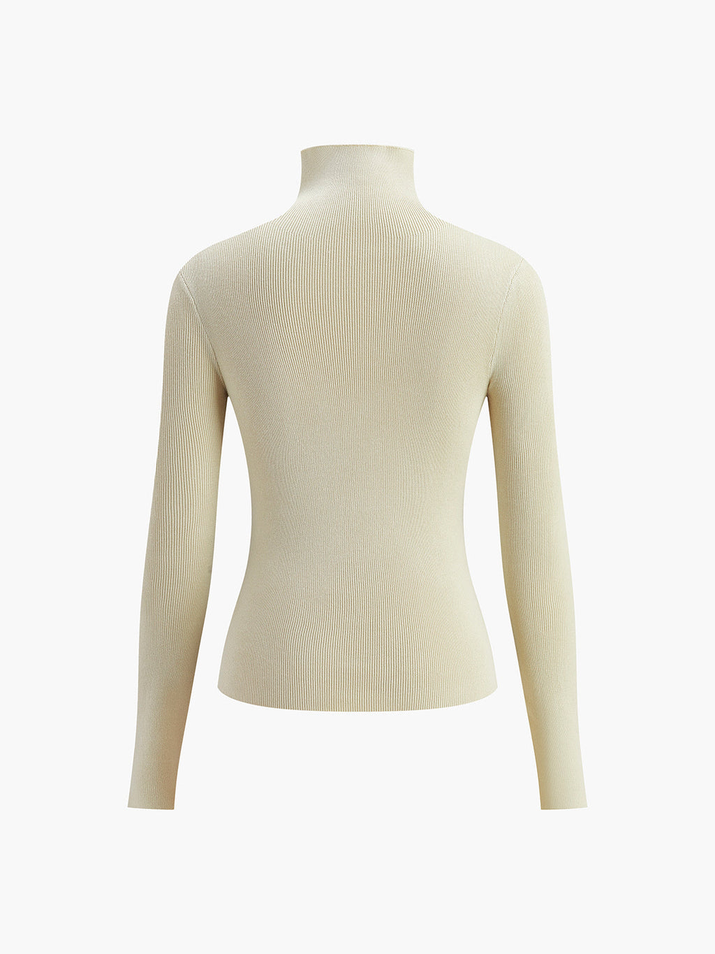 Knitted turtleneck sweater white front view