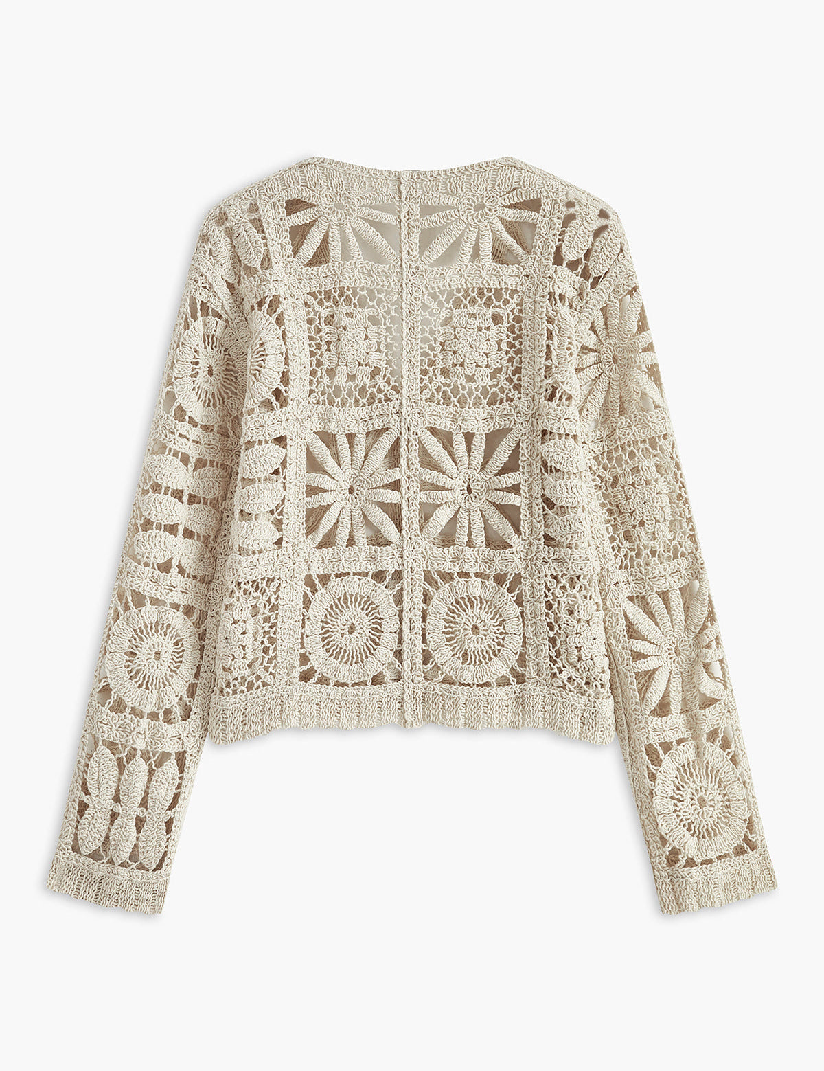 Cream crochet cardigan back view