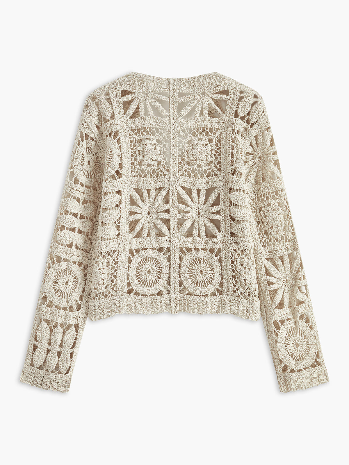 Cream crochet cardigan back view