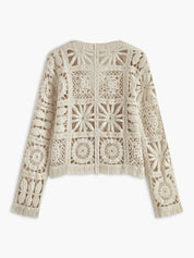 Cream crochet cardigan back view