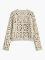 Cream crochet cardigan back view