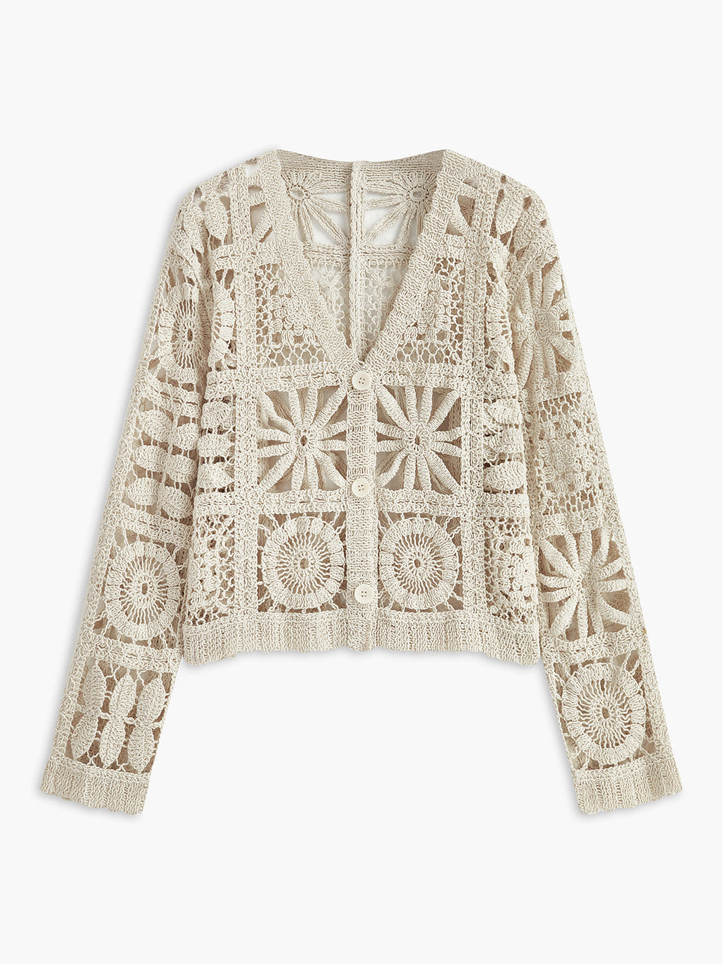 Cream crochet cardigan front view