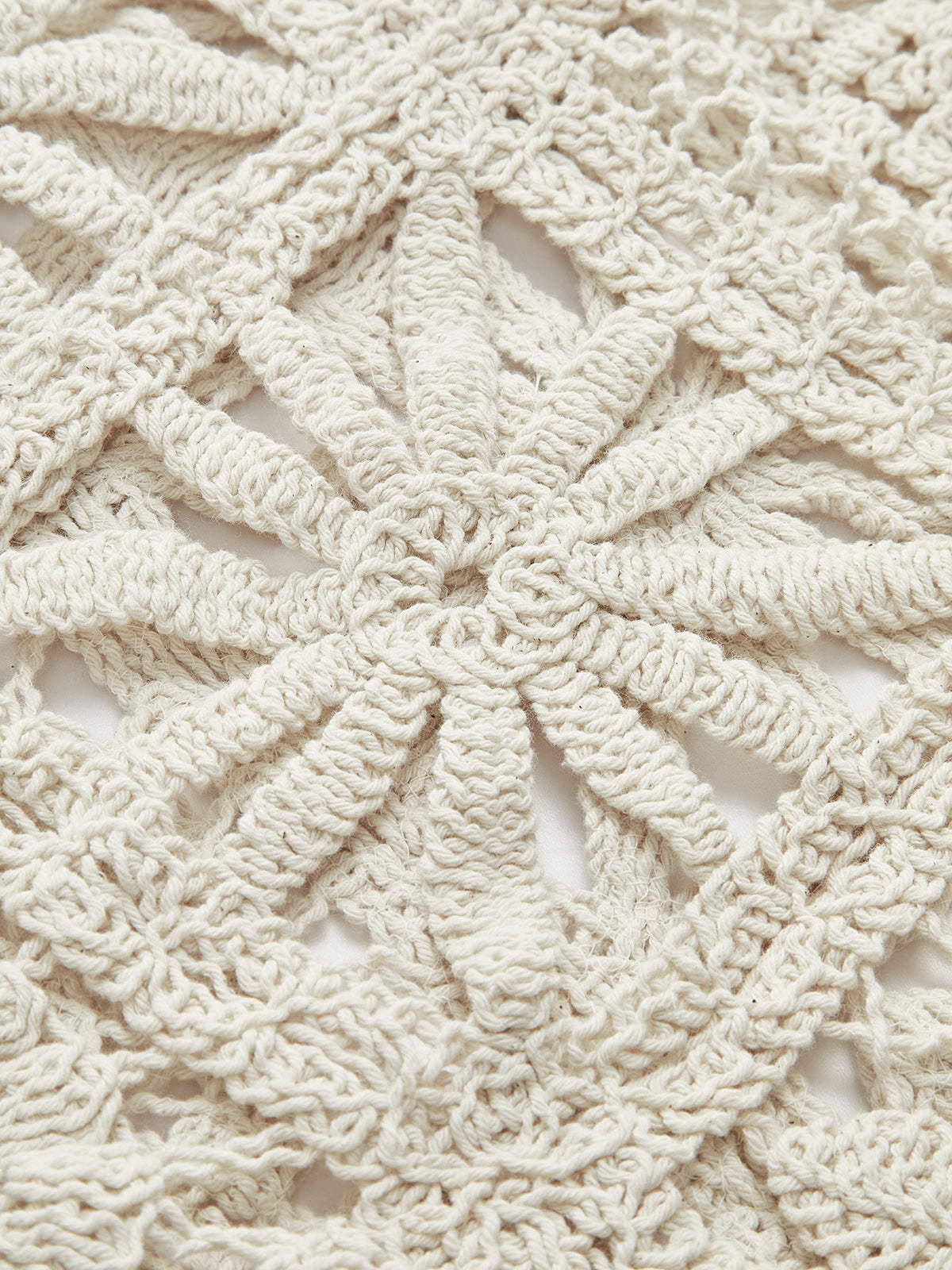 Cream crochet cardigan floral pattern detail
