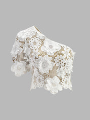 White lace crop top side view