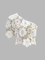 White lace crop top side view