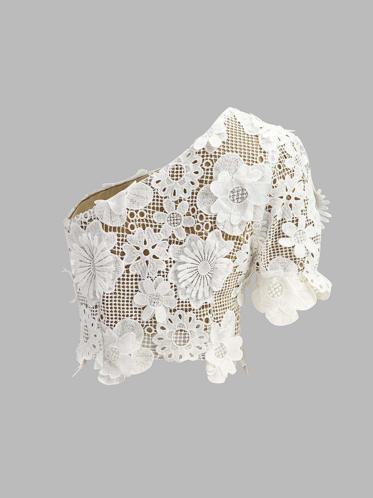 White lace crop top back view