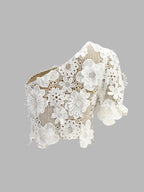 White lace crop top back view