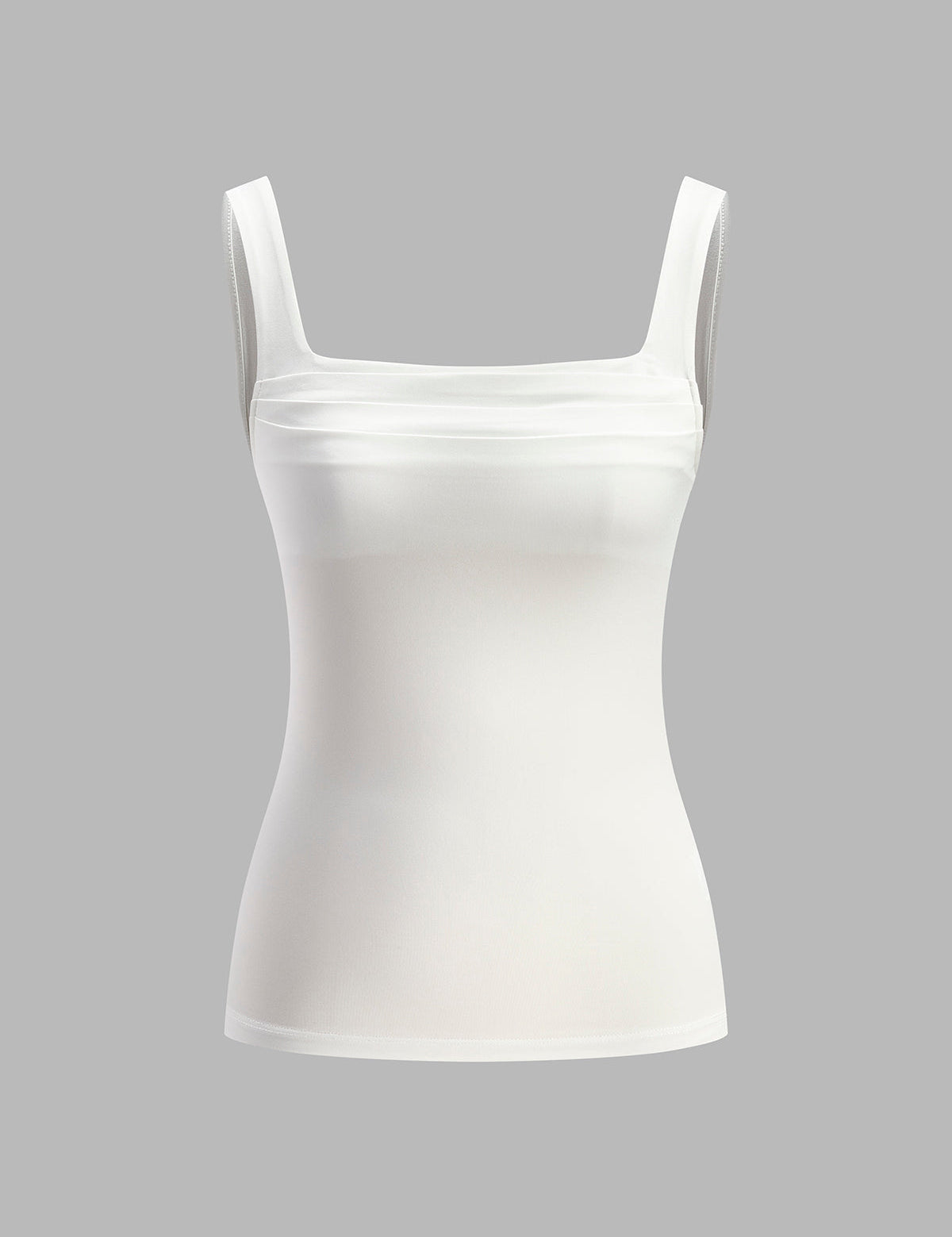 Tanktop witte crop top met rechte schouders vooraanzicht
