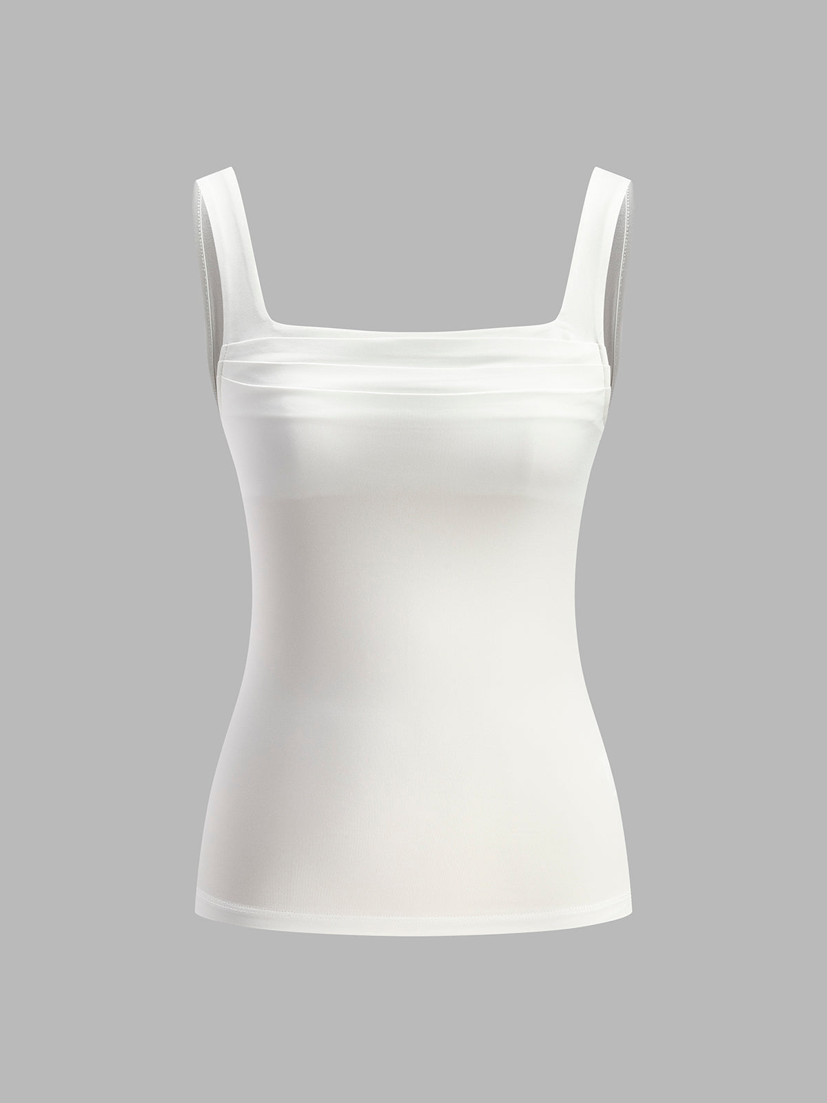 Tanktop witte crop top met rechte schouders vooraanzicht