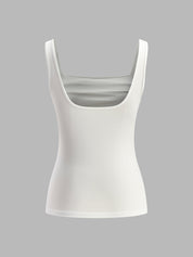 Wit crop top met ronde hals en strakke pasvorm, front view