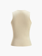 Sweater vest beige ribbed texture back view