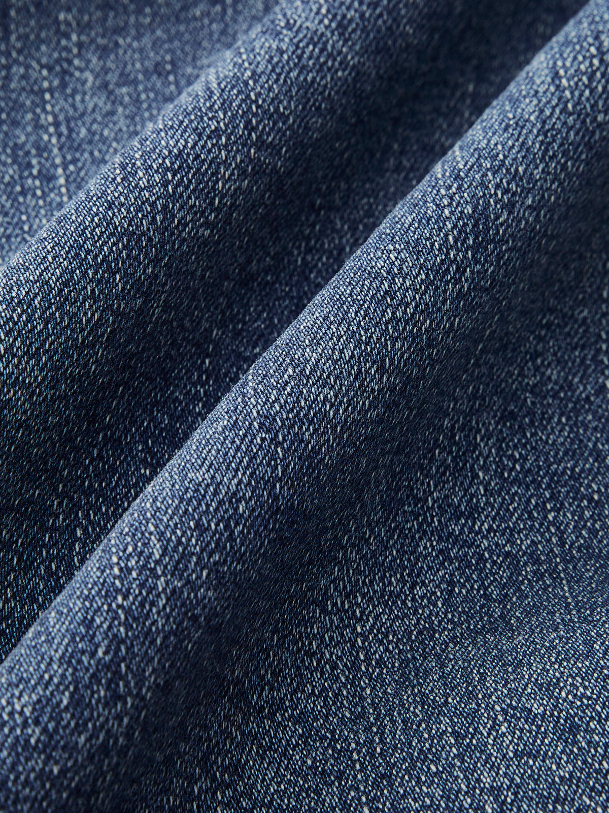High-waisted wide-leg jeans blue close-up fabric texture