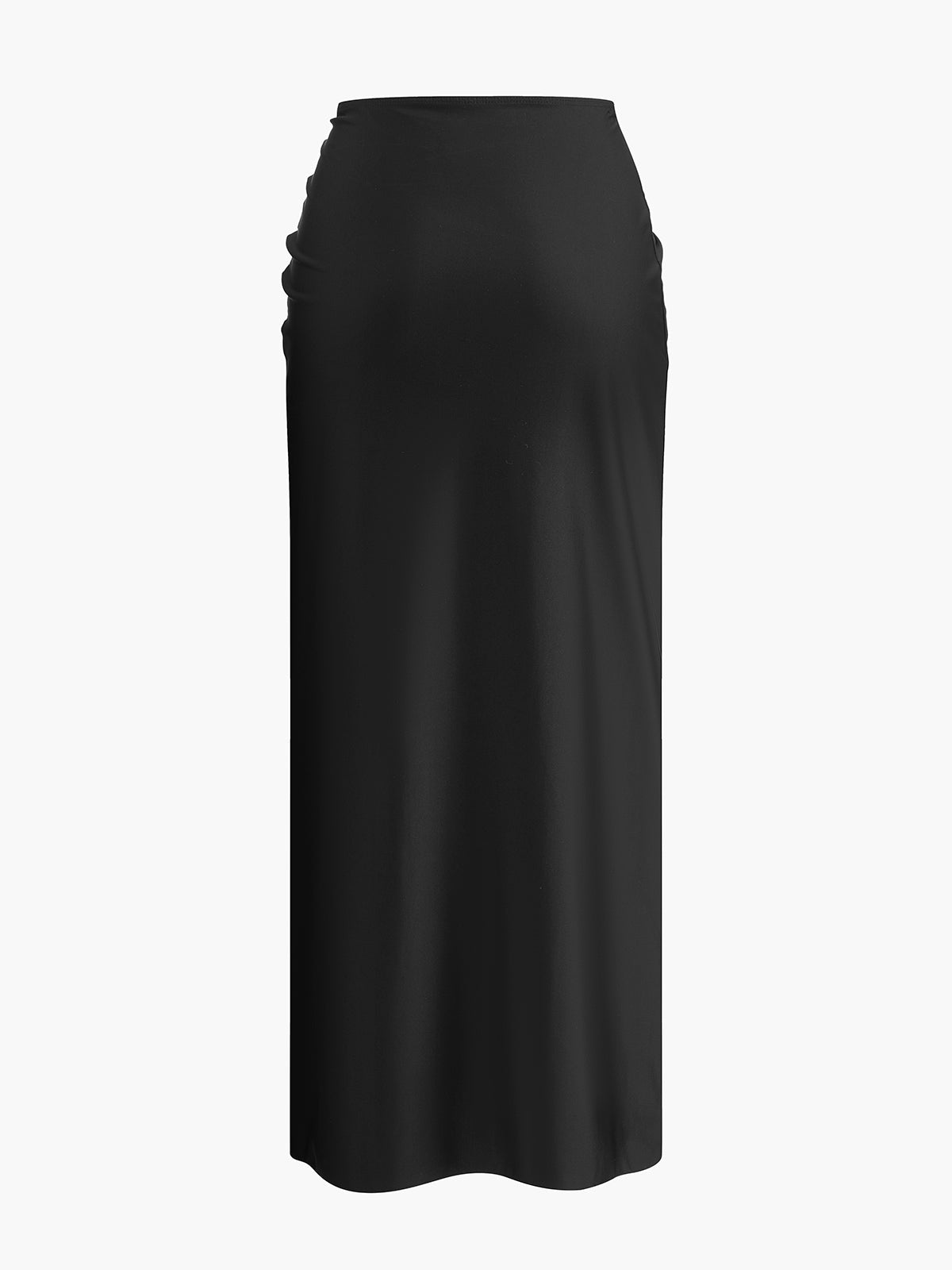 Black silk maxi dress with gold embellishments side detail