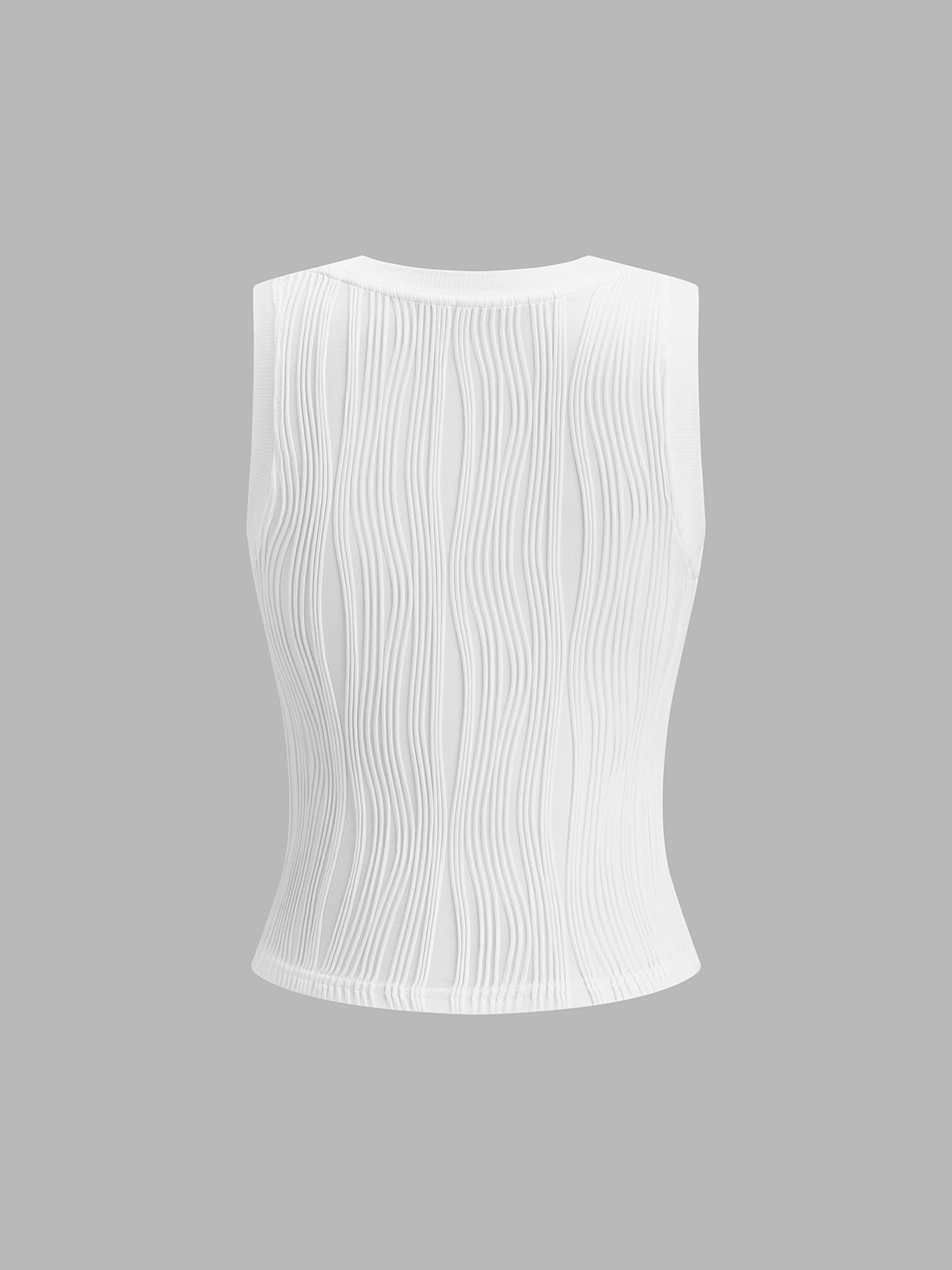 White ribbed sleeveless top side view isolated on gray background