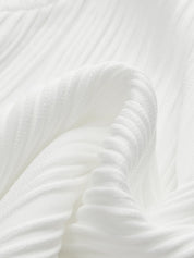 Close-up of white ribbed sleeveless top neckline detail