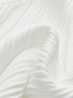 Close-up of white ribbed sleeveless top neckline detail