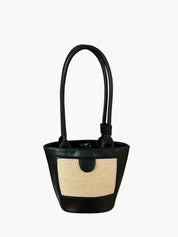 Vienne Lichte tote bag van riet en vegan leer